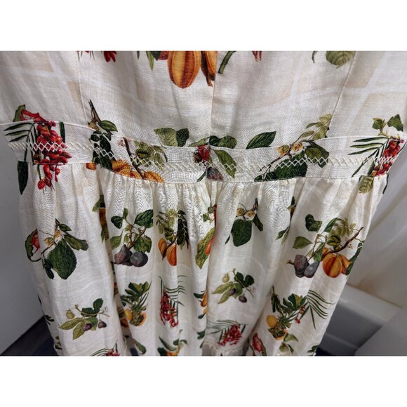 Agua Bendita Pomelo Frutas Mini Dress Linen White Fruit Floral Print XL - Picture 11 of 16